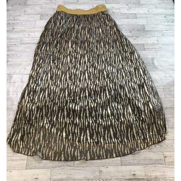 LuLaRoe Black Gold Metallic Shimmer Zebra Print Maxi Skirt‎ Size S - Picture 1 of 9